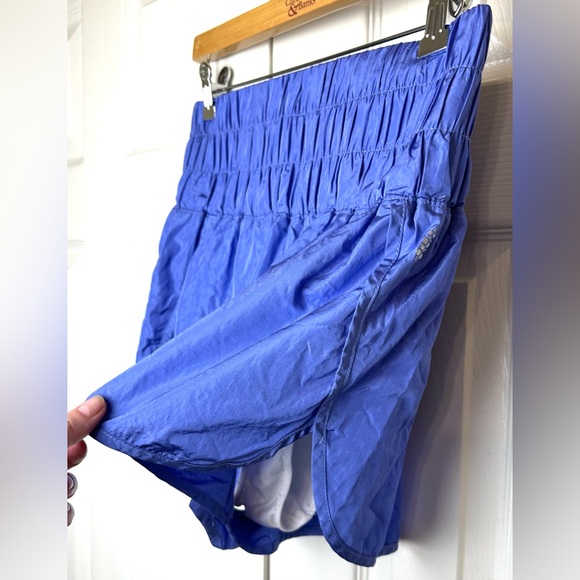 FREE PEOPLE Movement The Way Home Shorts Electric Blue High Rise Waisted Smocked - Picture 3 of 14